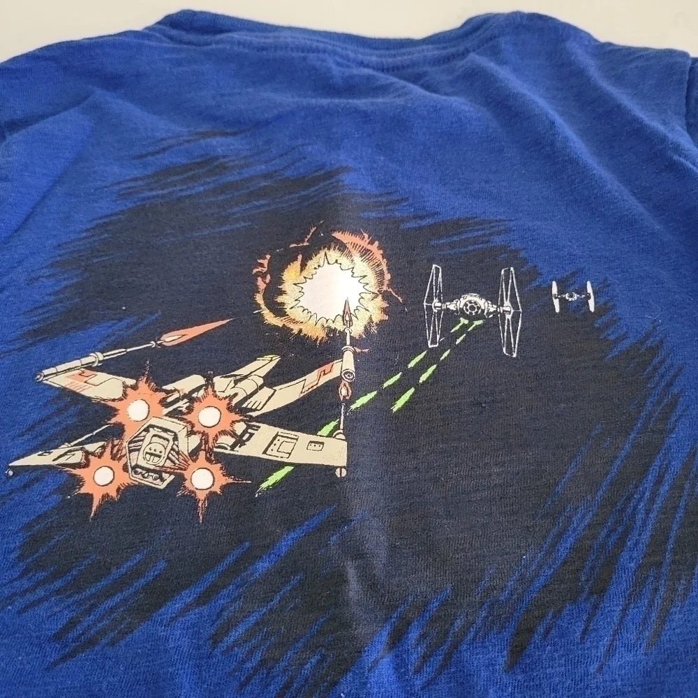 Gap Star Wars Blue Short-Sleeve Tee T-Shirt Size Boys Small X-wing 100% Cotton